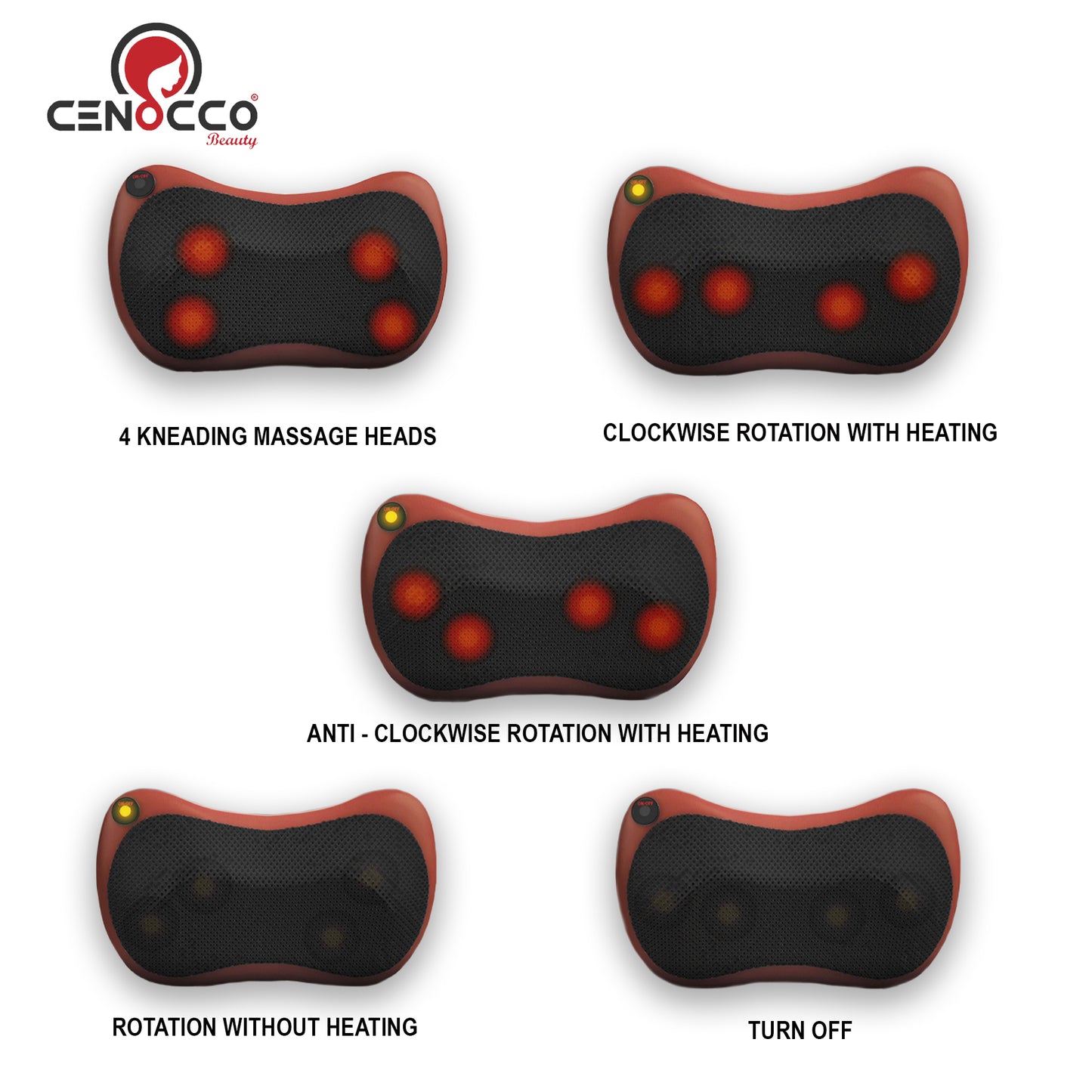 Cenocco Beauty Cenocco Cc-9023: Multifunctioneel Massagekussen Bruin