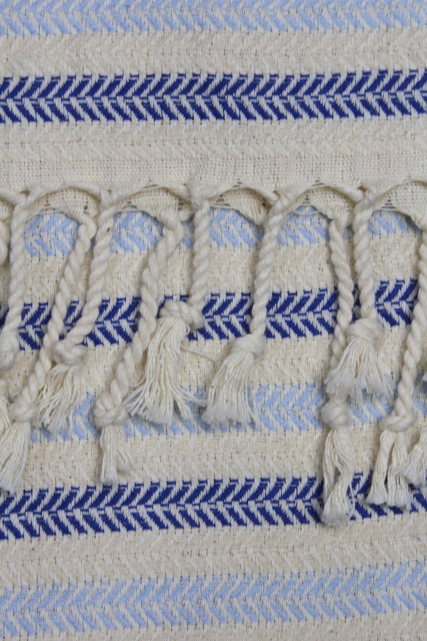 Coton D'or Ps-150:Katoen Beach Peshtemal Handdoeken 95X185 - Candy Stripes Met Visgraatmotief Blauw