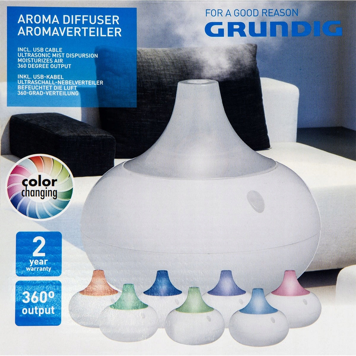 Grundig Aroma Diffuser Usb Led Licht 8 Kleuren Aromatherapie