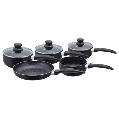 Herzberg Cooking Herzberg Hg-5003Bk: 8 Delige Marmeren Pannenset - Zwart