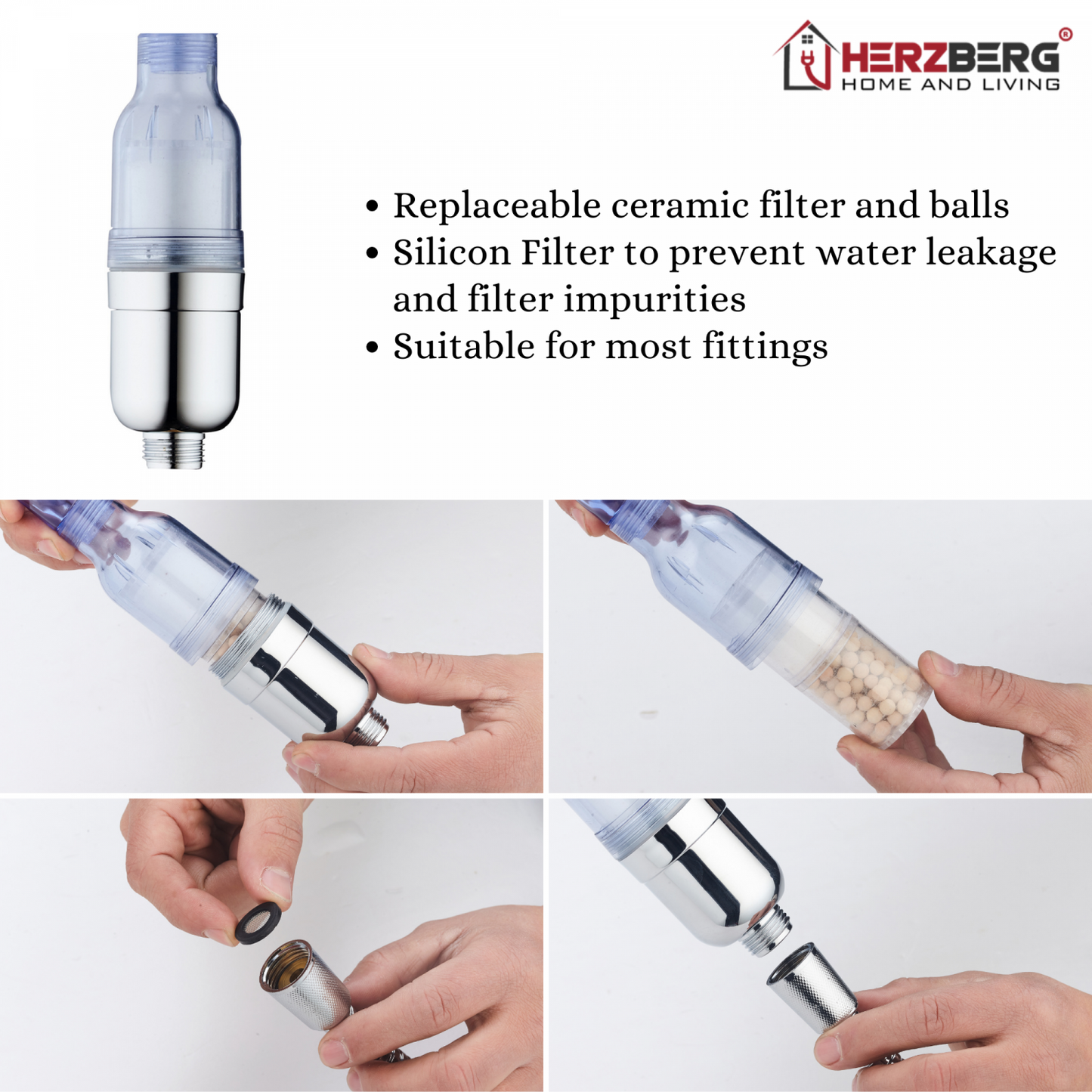 Herzberg Hg-8024: Keramische Filter Geavanceerde Ionische Douchekop