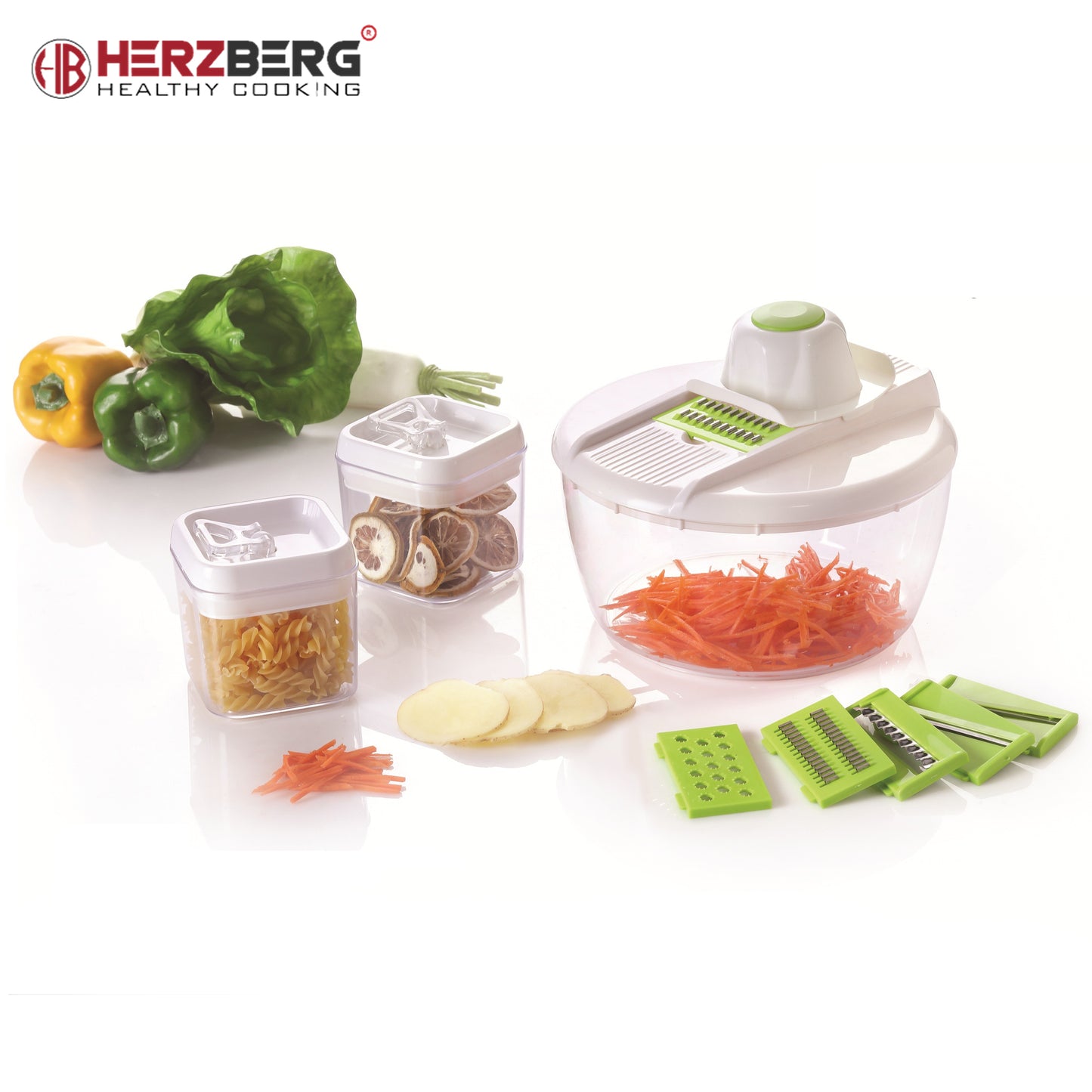 Herzberg Cooking Herzberg Hg-8032: Groentesnijder Met Kom En Voorraadbakjes