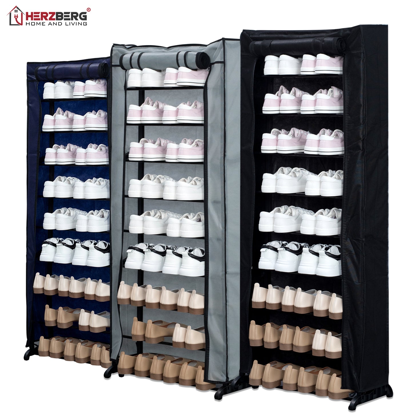 Herzberg Home & Living Herzberg Hg-8076: Organisator Voor Kleine Schoenenrek Met 9 Niveaus Zwart