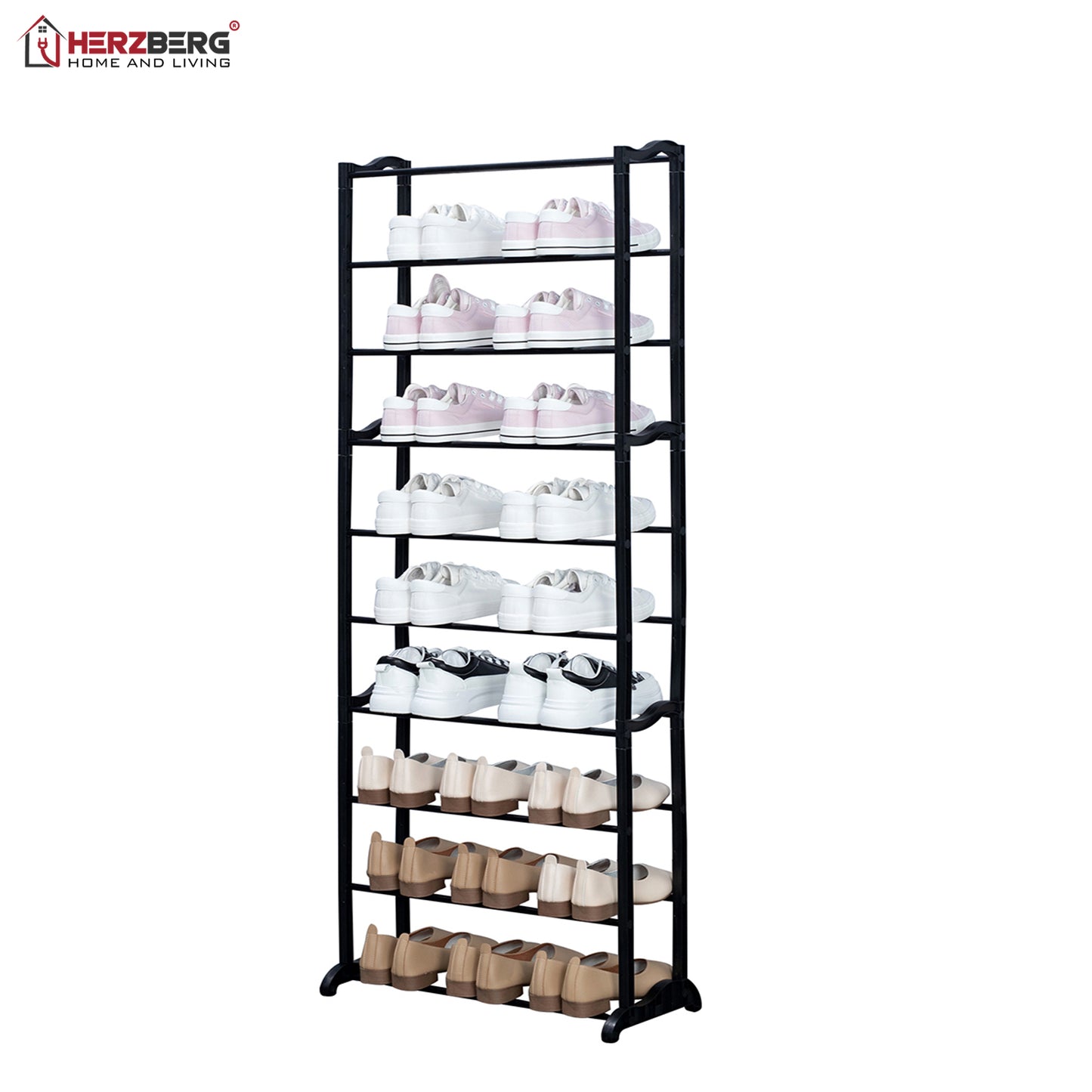 Herzberg Home & Living Herzberg Hg-8076: Organisator Voor Kleine Schoenenrek Met 9 Niveaus Zwart