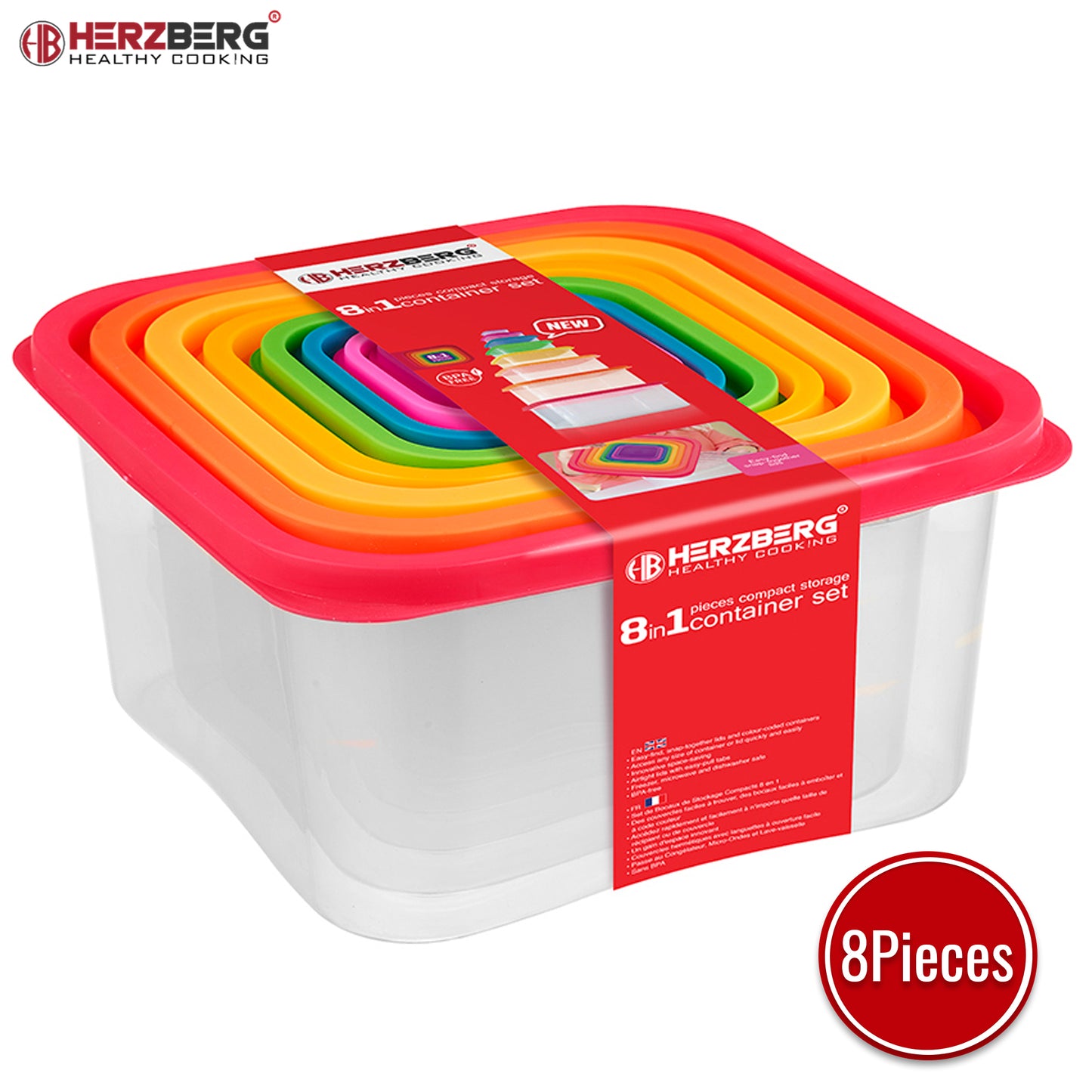 Herzberg Cooking Herzberg 8-In-1 Vierkante Containerset Voor Voedselopslag