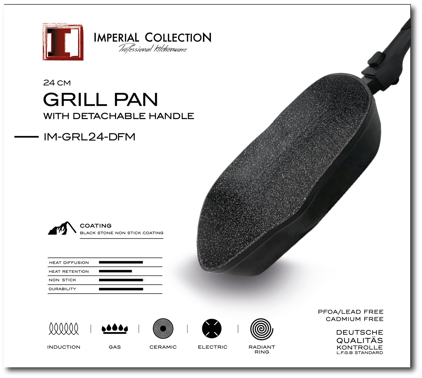 Imperial Collection Grillpan Van 24 Cm Met Afneembaar Handvat