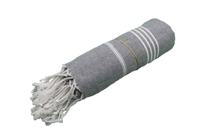 Coton D'or Ps-166:Katoenen Beach Peshtemal Handdoeken 95X180 - Effen Met Multi-Stripe Patroon Lichtgrijze