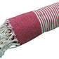 Coton D'or Ps-167:Katoenen Beach Peshtemal Handdoeken 95X185 - Effen Met Bengaalse Streep Patroon Rood