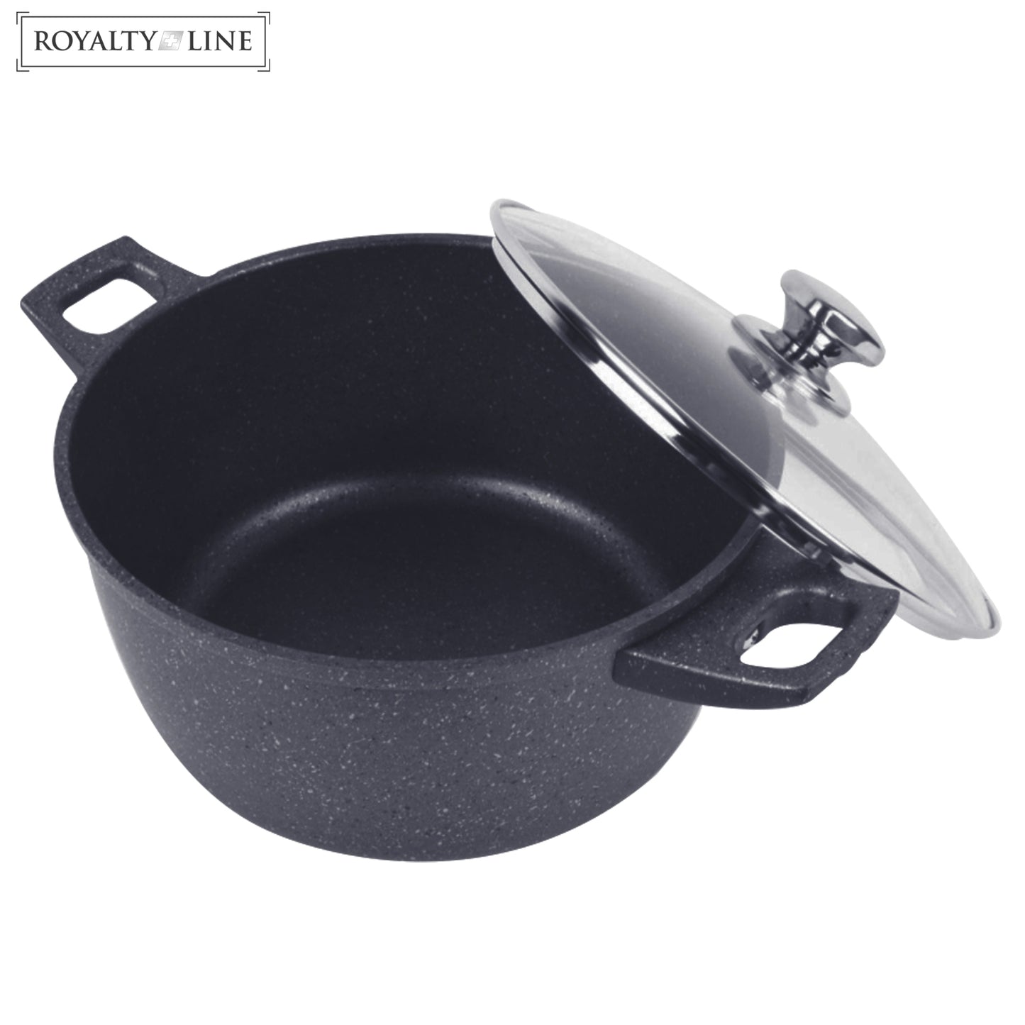 Royalty Line Gesmede Aluminium Kookpot Van Marmer Met Anti-Aanbaklaag - 30 Cm Grijs