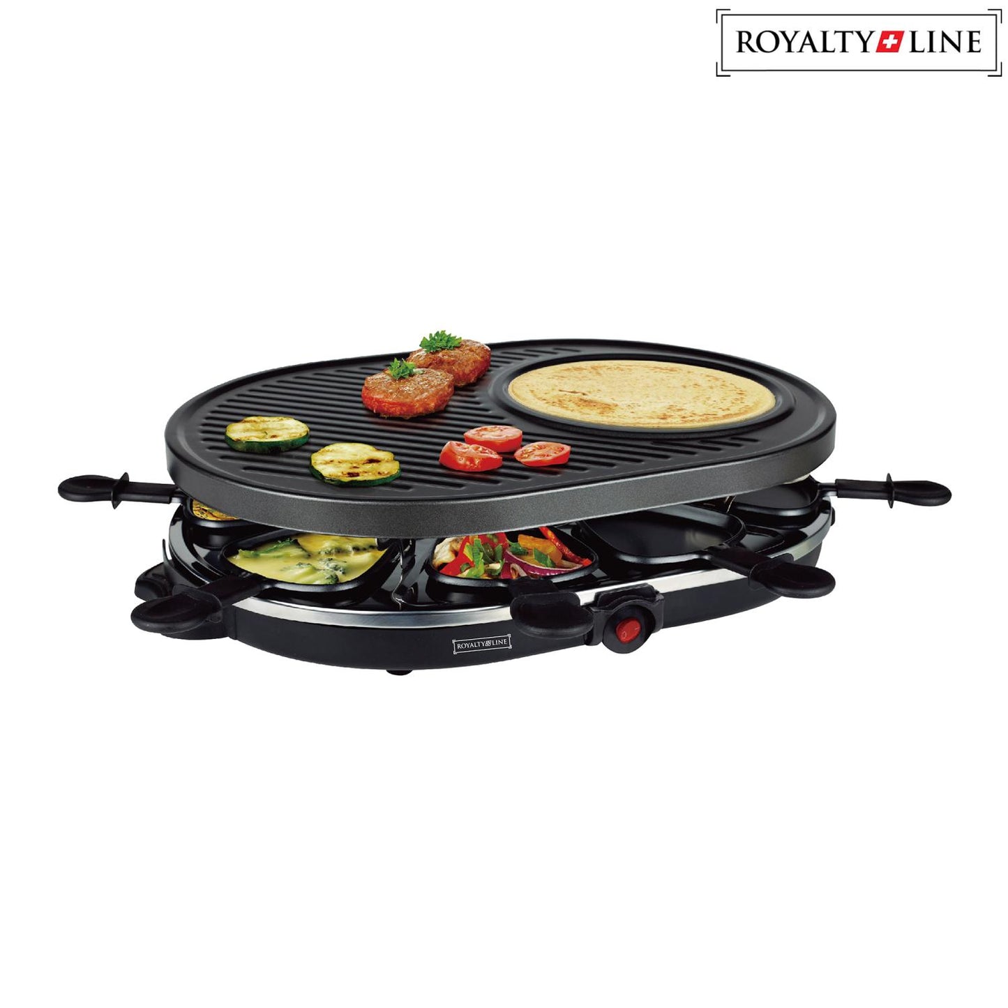 Royalty Line 2 In 1 Elektrische Grill Met 8 Stuks Raclette