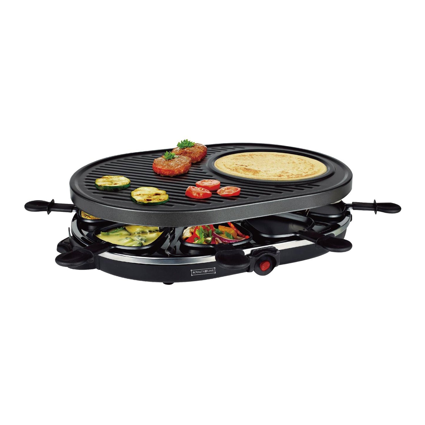 Royalty Line 2 In 1 Elektrische Grill Met 8 Stuks Raclette